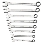 Set 8 Chei Combinate ( la un capat fixe si la celalalt inelare ) 8-19 mm,  Chrom - Vanadium - MANNESMANN - M130-08